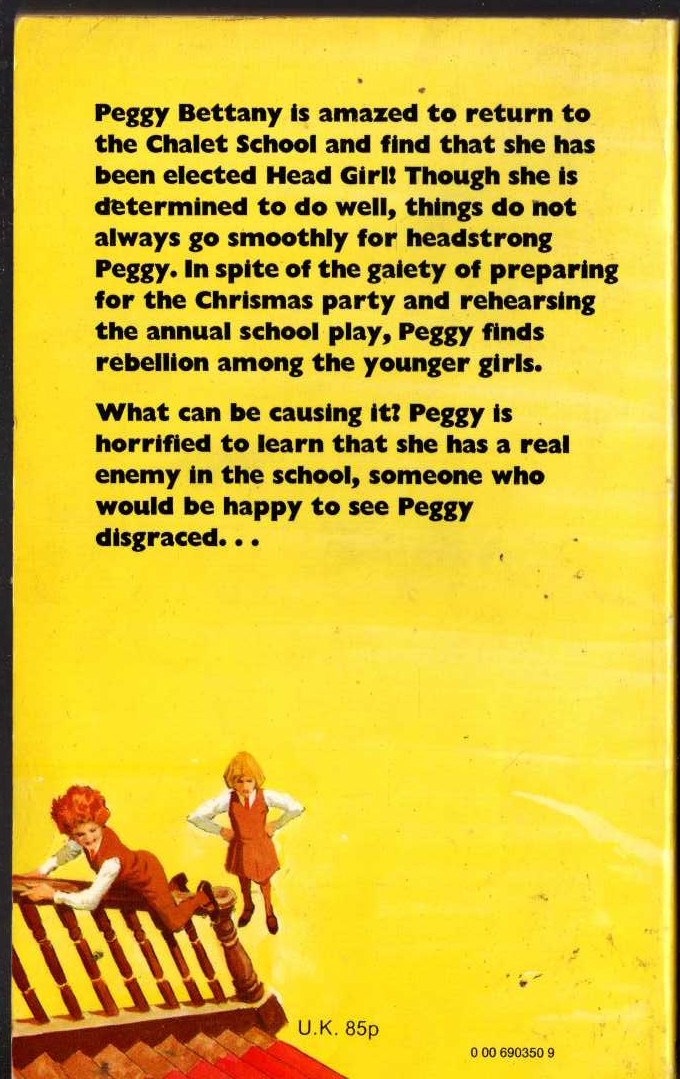 Elinor M. Brent-Dyer  PEGGY OF THE CHALET SCHOOL magnified rear book cover image
