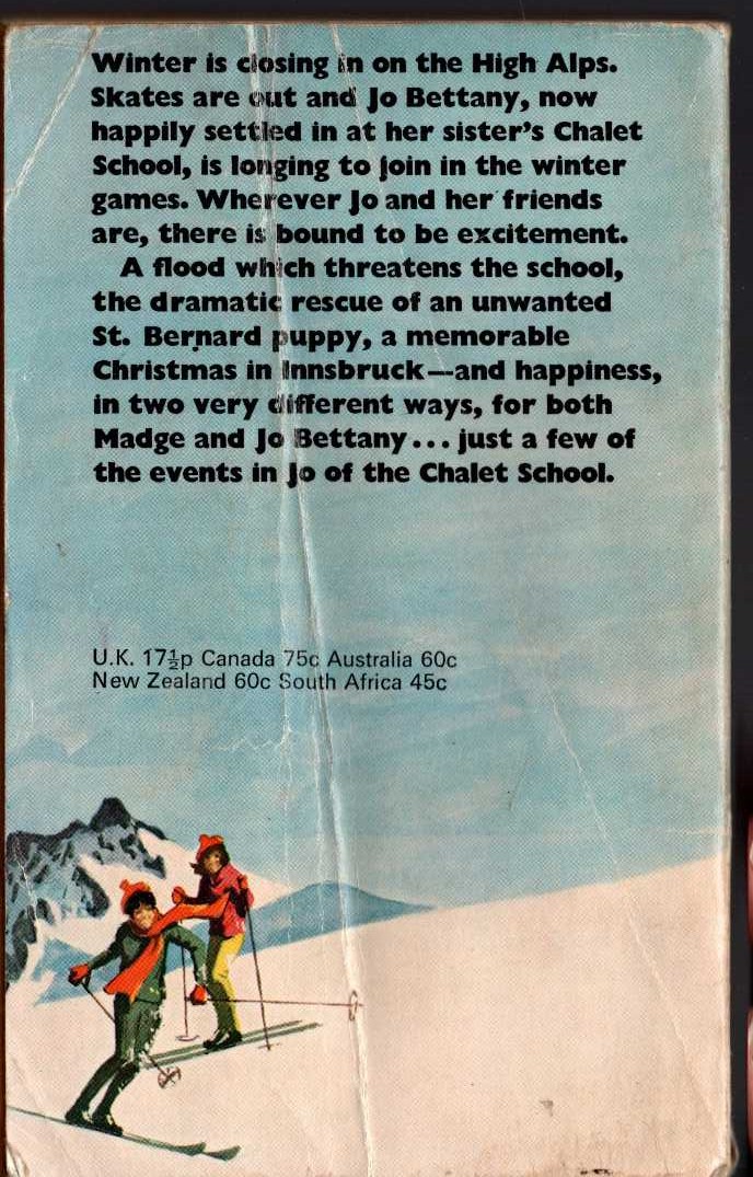 Elinor M. Brent-Dyer  JO OF THE CHALET SCHOOL magnified rear book cover image