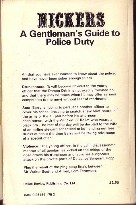 Brian Hilliard  NICKERS: A GENTLEMAN'S GUIDE TO POLICE DUTY magnified rear book cover image