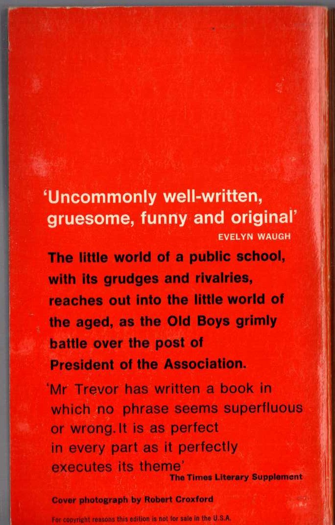 William Trevor  THE OLD BOYS magnified rear book cover image