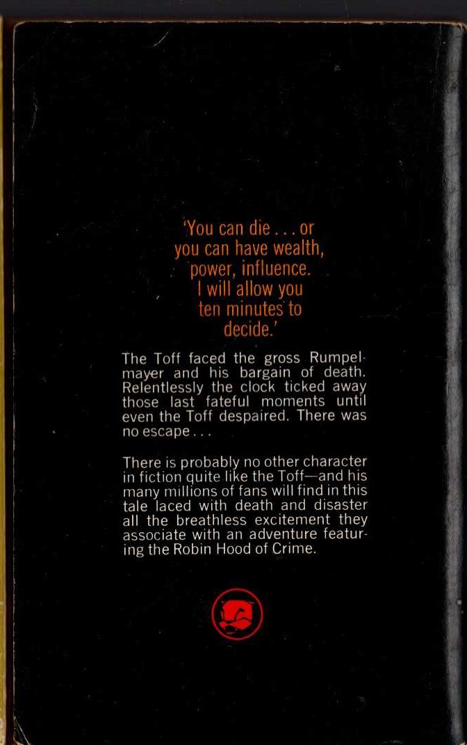 John Creasey  A KNIFE FOR THE TOFF magnified rear book cover image