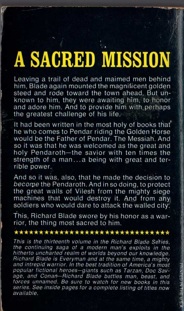 Jeffrey Lord  BLADE 13: THE GOLDEN STEED magnified rear book cover image
