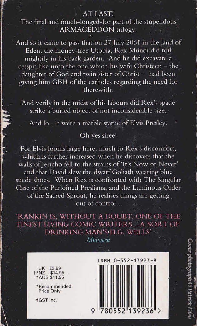 Robert Rankin  THE SUBURBAN BOOK OF THE DEAD: ARMAGEDDON III: THE REMAKE magnified rear book cover image