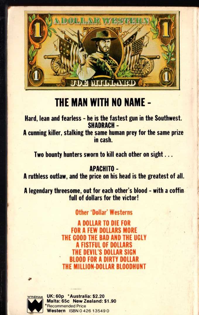 Joe Millard  A COFFIN FULL OF DOLLARS magnified rear book cover image