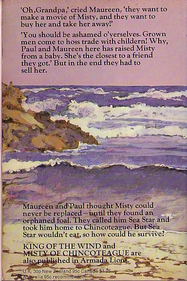Marguerite Henry  SEA STAR, ORPHAN OF CHINCOTEAGUE magnified rear book cover image