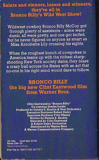 BRONCO BILLY (Clint Eastwood) magnified rear book cover image