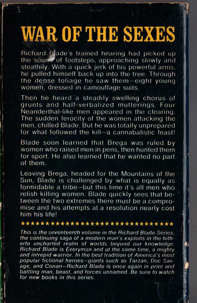 Jeffrey Lord  BLADE 17: THE MOUNTAINS OF BREGA magnified rear book cover image
