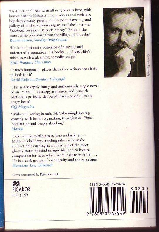 Patrick McCabe  BREAKFAST ON PLUTO magnified rear book cover image