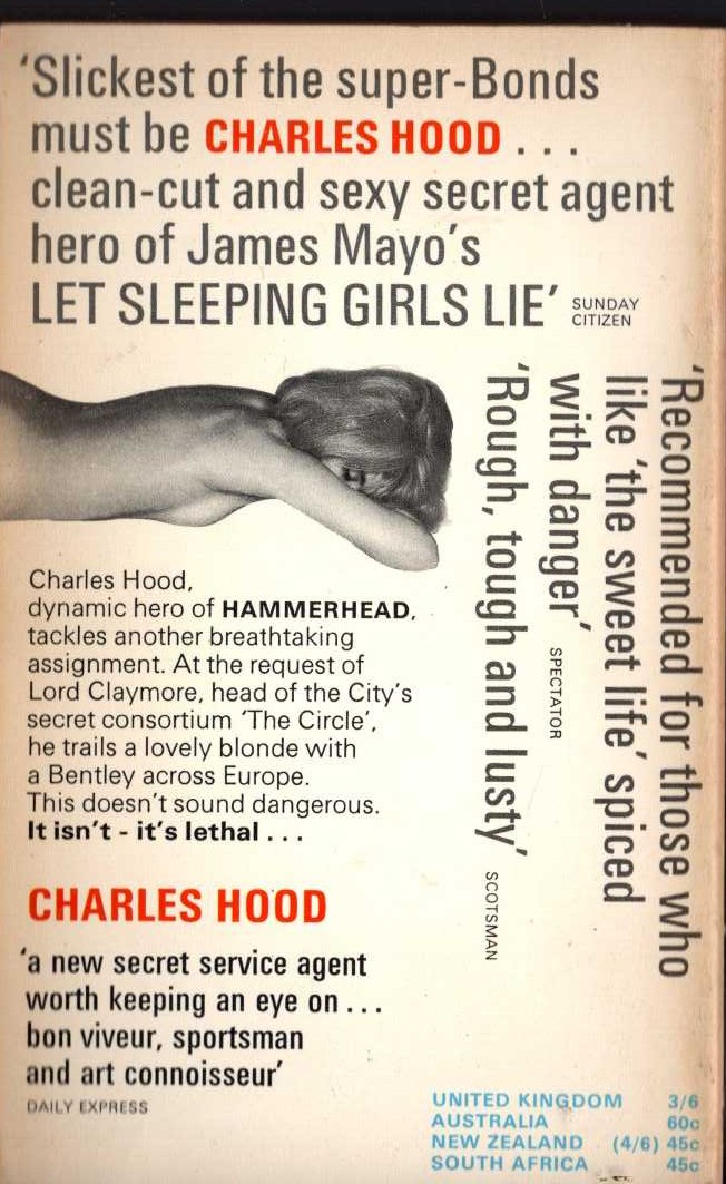 James Mayo  LET SLEEPING GIRLS LIE magnified rear book cover image