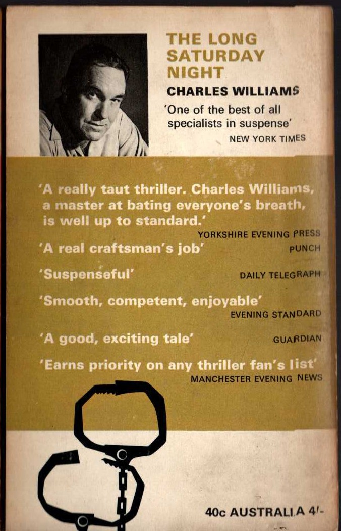 Charles Williams  THE LONG SATURDAY NIGHT magnified rear book cover image