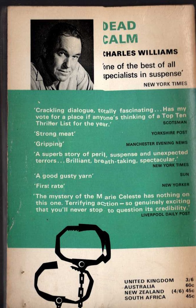 Charles Williams  DEAD CALM magnified rear book cover image