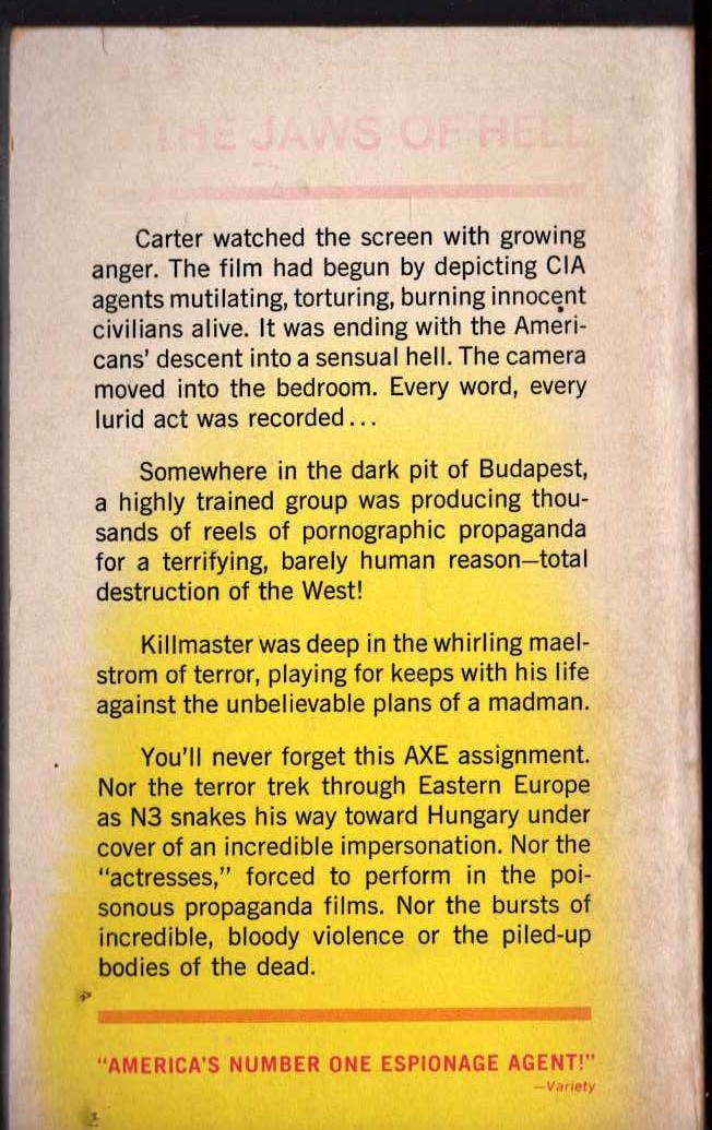 Nick Carter  THE DEVIL'S COCKPIT magnified rear book cover image