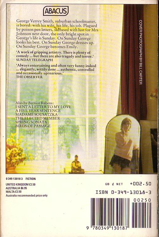Bernice Rubens  SUNDAY BEST magnified rear book cover image