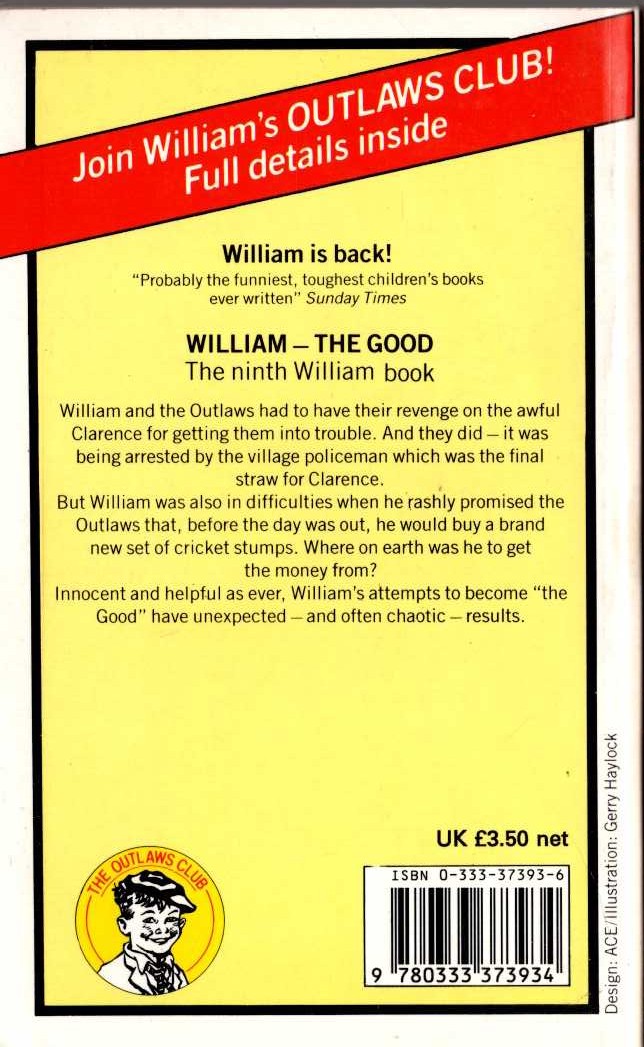 Richmal Crompton  WILLIAM - THE GOOD magnified rear book cover image