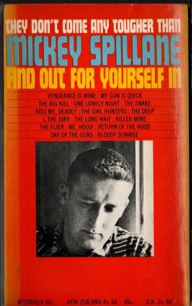 Mickey Spillane  BLOODY SUNRISE magnified rear book cover image