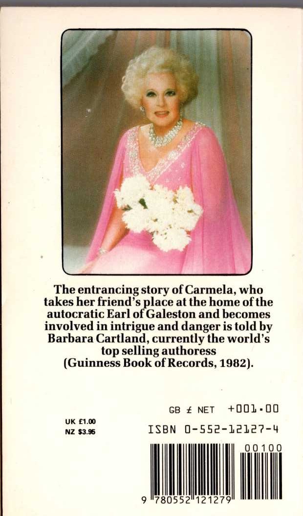 Barbara Cartland  LIES FOR LOVE magnified rear book cover image