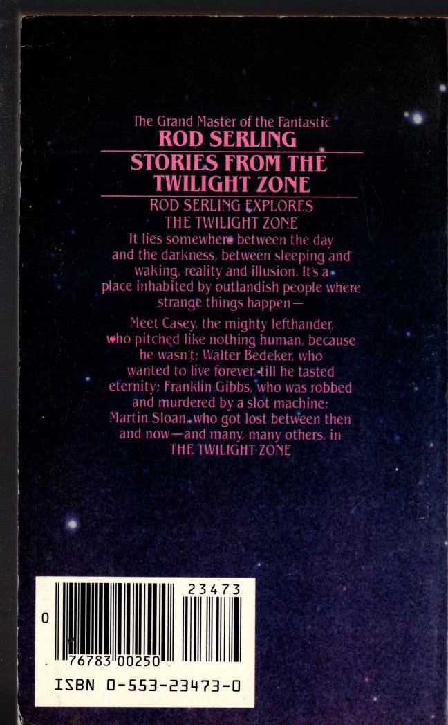 Rod Serling  STORIES FROM THE TWILIGHT ZONE magnified rear book cover image