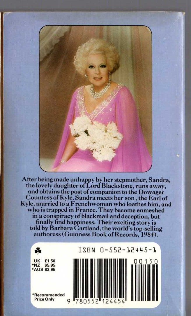 Barbara Cartland  SECRETS magnified rear book cover image