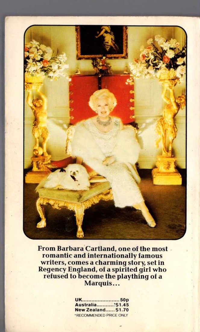 Barbara Cartland  A DUEL WITH DESTINY magnified rear book cover image