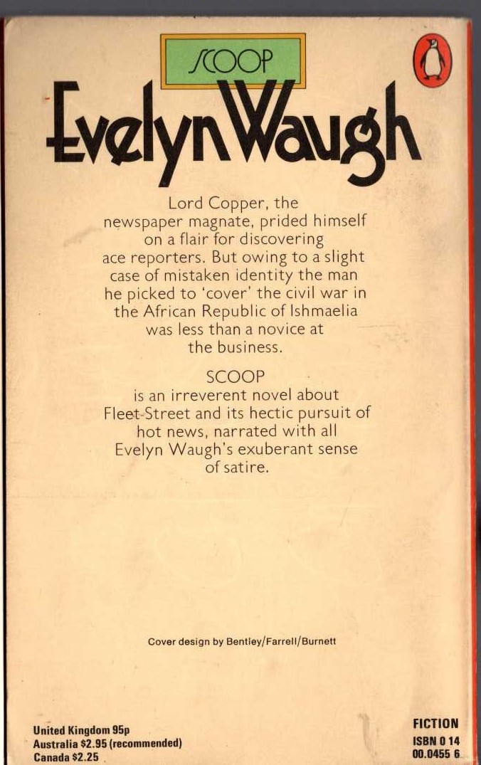 Evelyn Waugh  SCOOP magnified rear book cover image