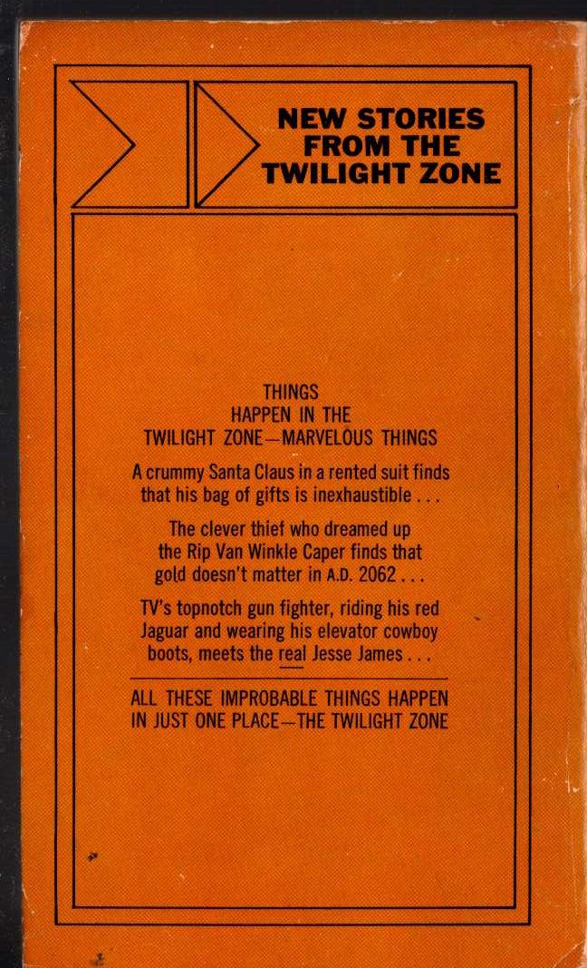 Rod Serling  NEW STORIES FROM THE TWILIGHT ZONE magnified rear book cover image