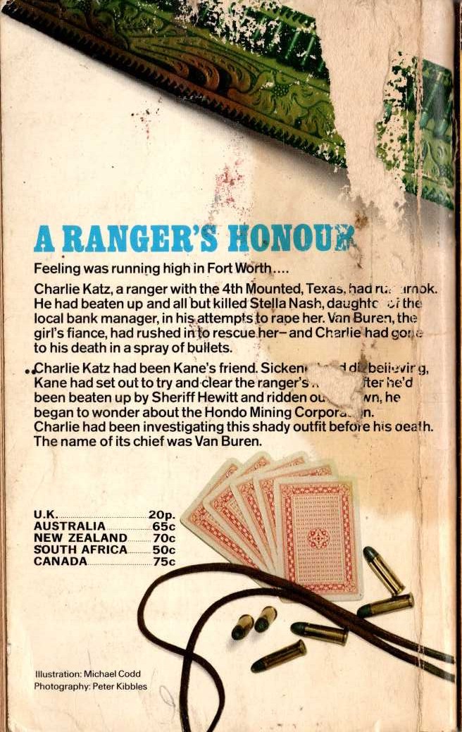 Louis Masterson  A RANGER'S HONOUR magnified rear book cover image