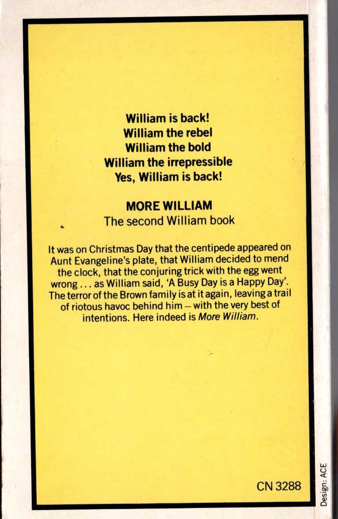 Richmal Crompton  MORE WILLIAM magnified rear book cover image