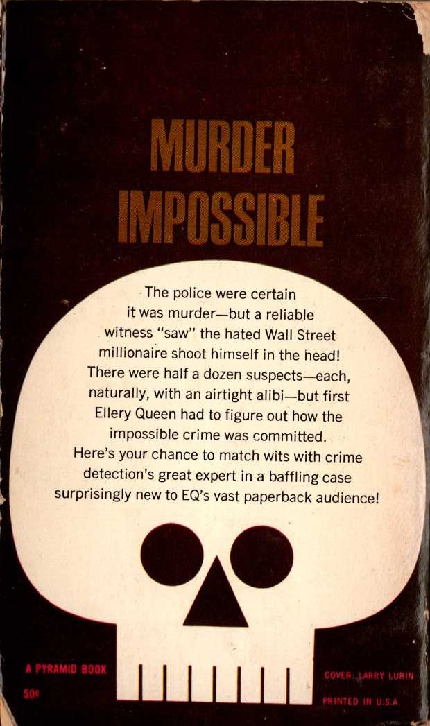 Ellery Queen  THE PERFECT CRIME magnified rear book cover image