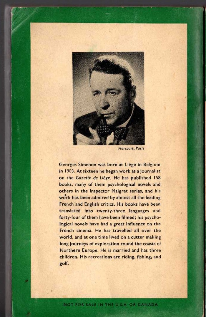 Georges Simenon  MY FRIEND MAIGRET magnified rear book cover image