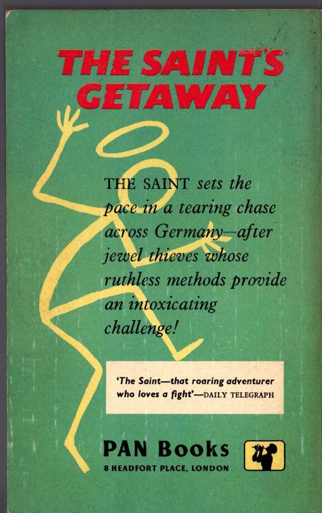 Leslie Charteris  THE SAINT'S GETAWAY magnified rear book cover image