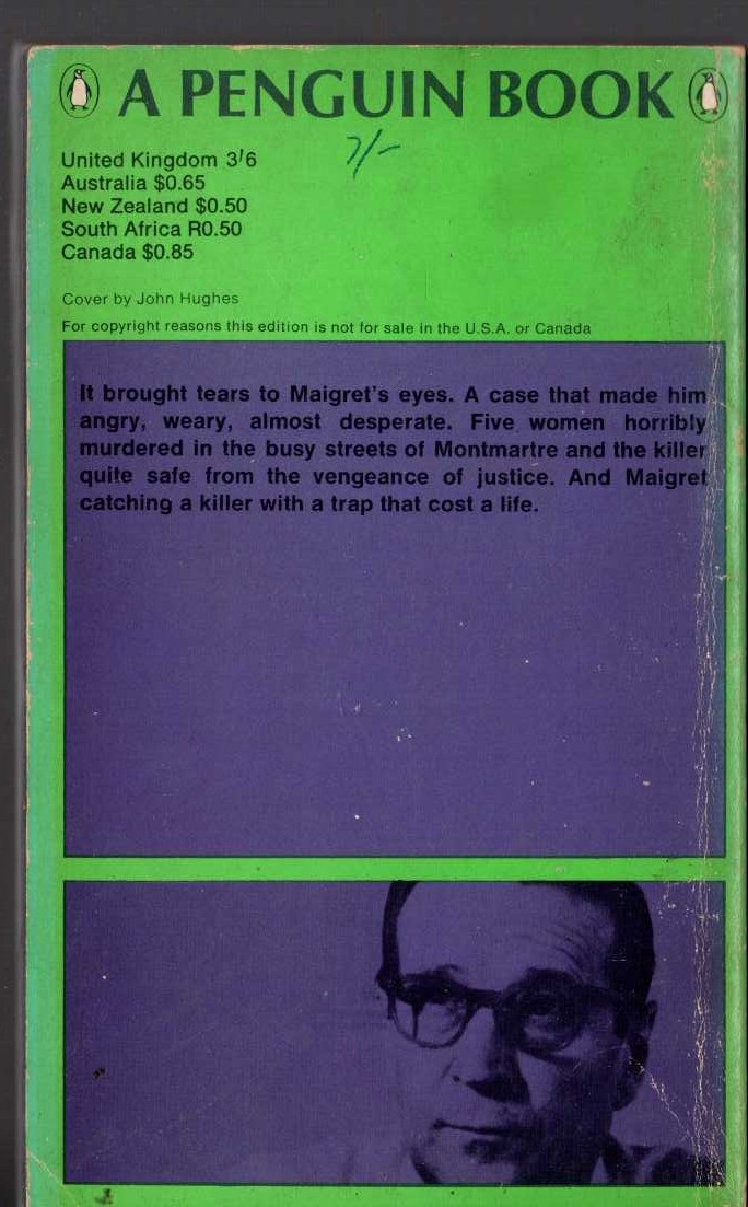 Georges Simenon  MAIGRET SETS A TRAP magnified rear book cover image