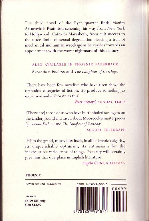 Michael Moorcock  JERUSALEM COMMANDS magnified rear book cover image