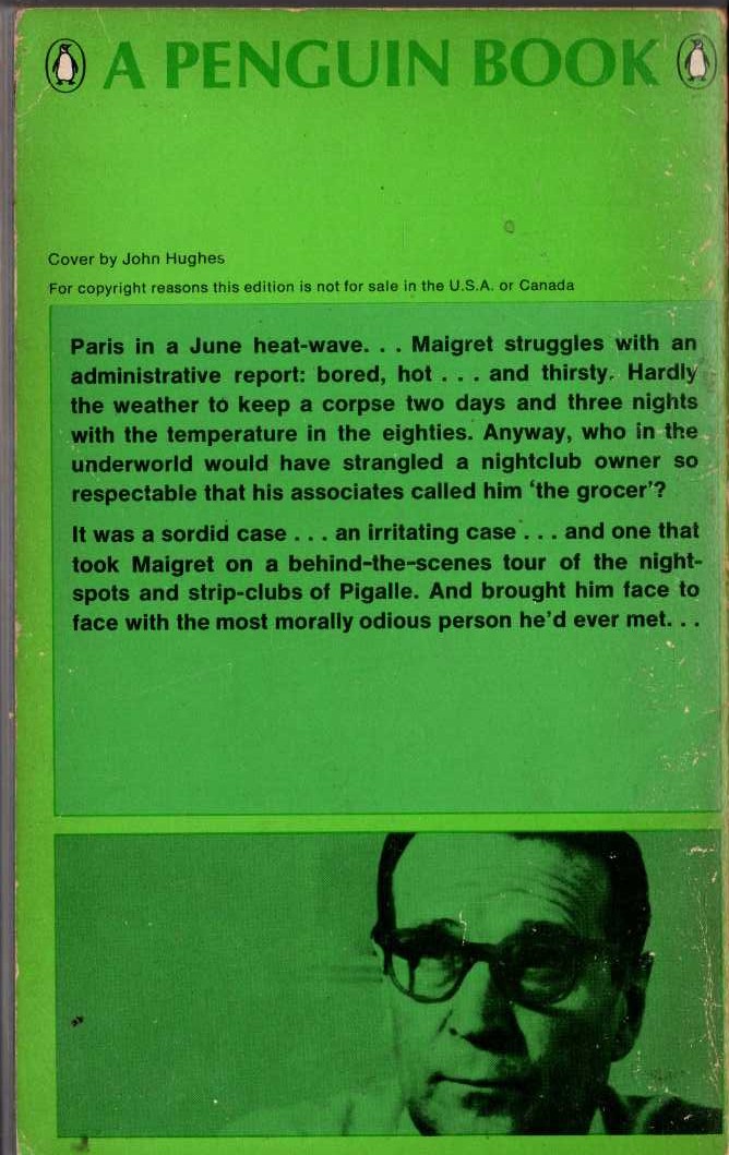 Georges Simenon  MAIGRET LOSES HIS TEMPER magnified rear book cover image