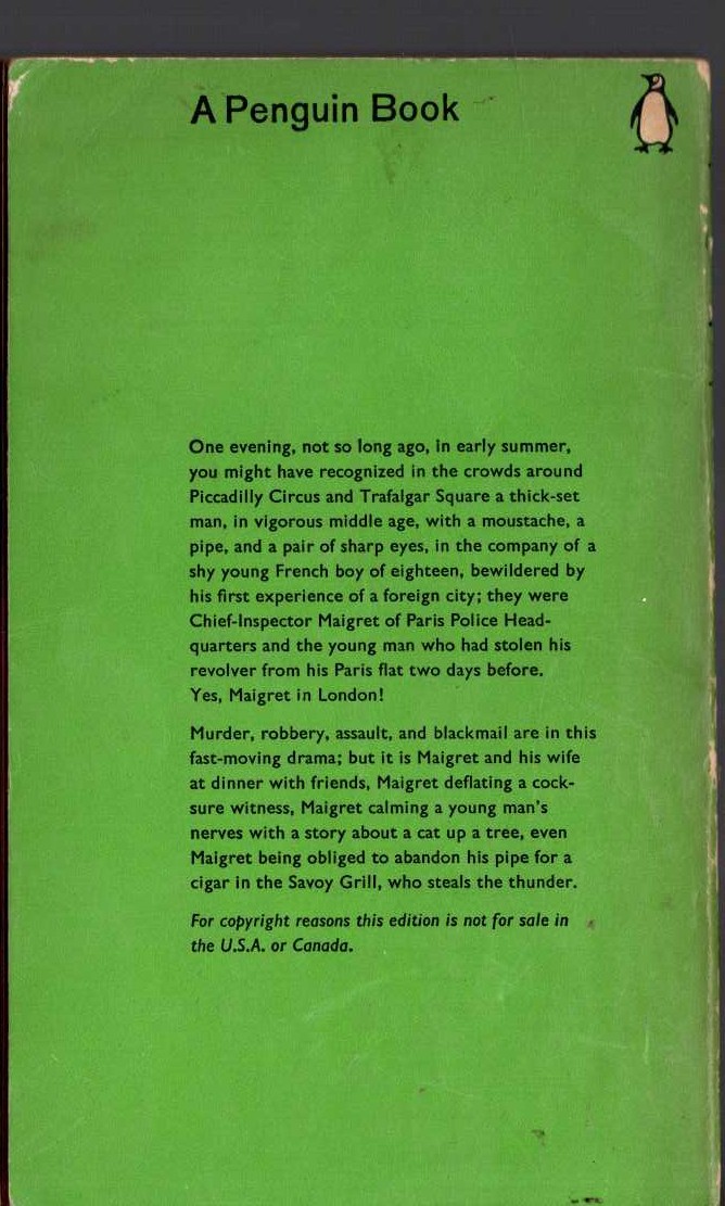 Georges Simenon  MAIGRET'S REVOLVER magnified rear book cover image