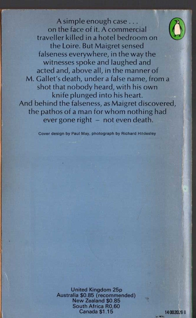 Georges Simenon  MAIGRET STONEWALLED magnified rear book cover image
