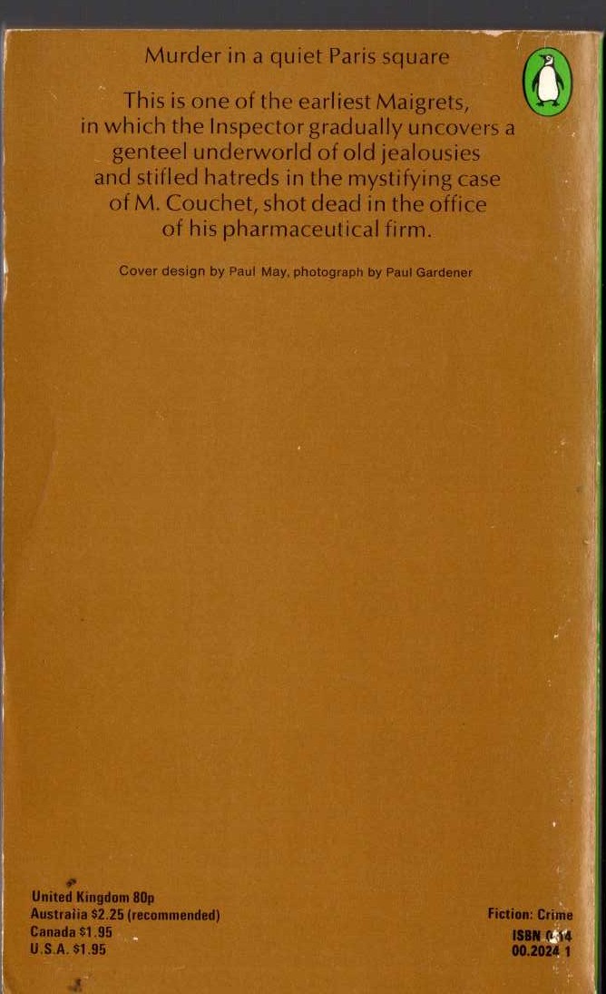 Georges Simenon  MAIGRET MYSTIFIED magnified rear book cover image