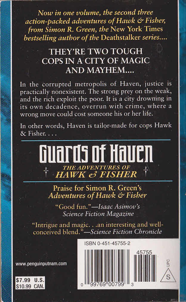 Simon R. Green  GUARDS OF HAVEN: WOLF IN THE FOLD/ GUARD AGAINST DISHONOR/ THE BONES OF HAVEN magnified rear book cover image