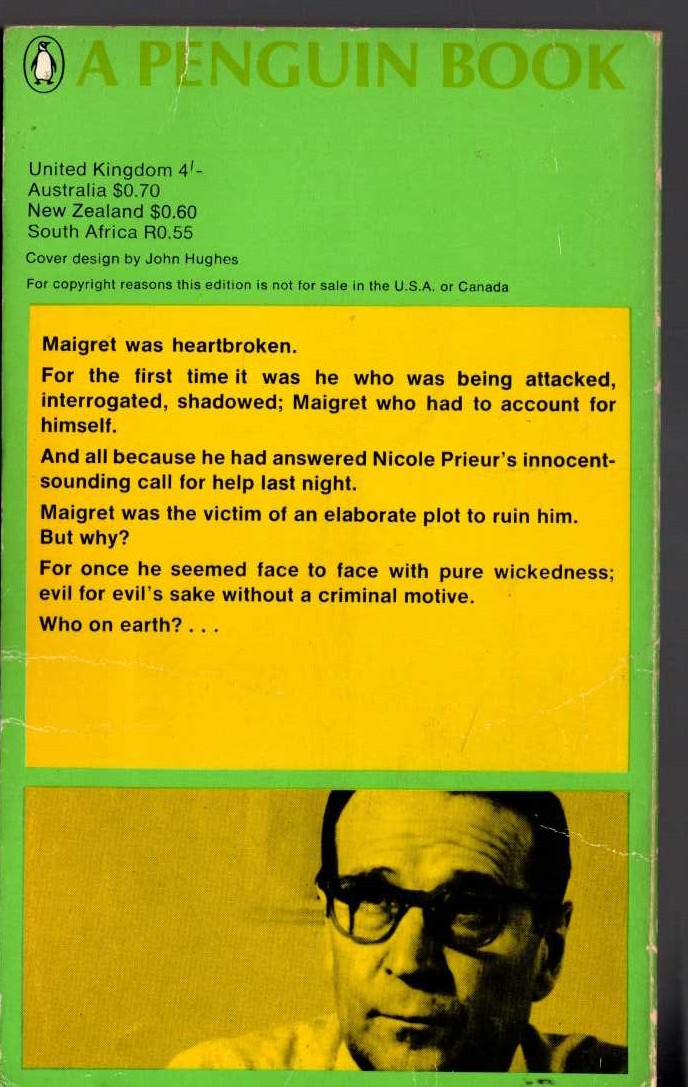 Georges Simenon  MAIGRET ON THE DEFENSIVE magnified rear book cover image