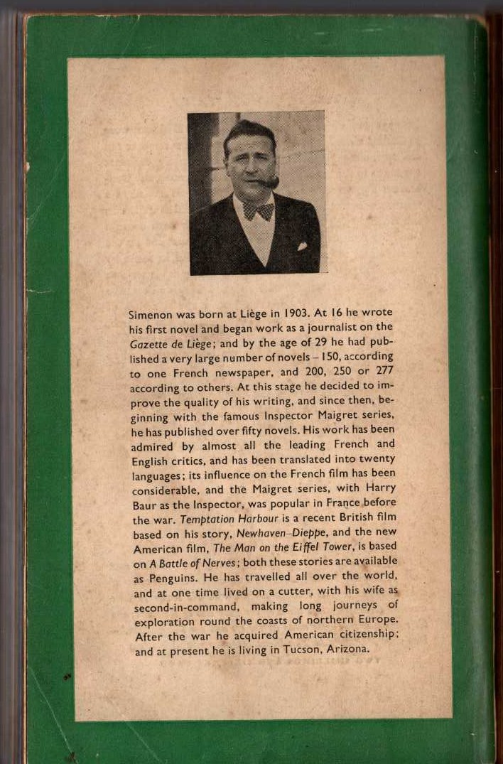 Georges Simenon  MAIGRET SITS IT OUT magnified rear book cover image
