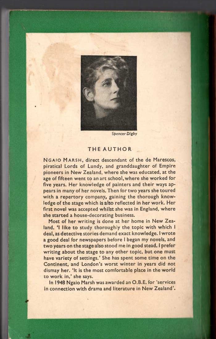 Ngaio Marsh  DEATH IN ECSTASY magnified rear book cover image
