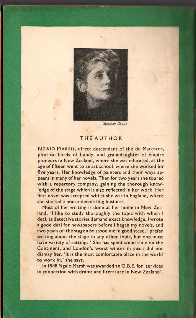 Ngaio Marsh  ARTISTS IN CRIME magnified rear book cover image