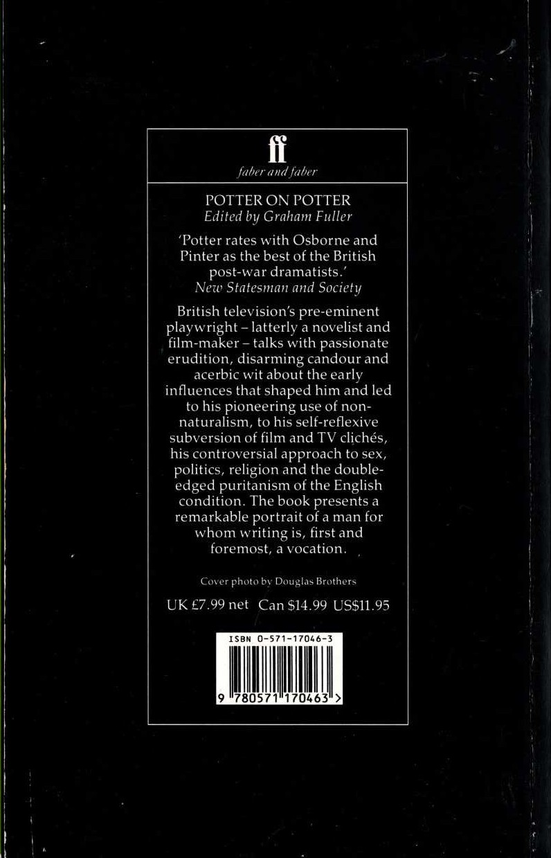 (Graham Fuller edits) POTTER ON POTTER [DENNIS] magnified rear book cover image