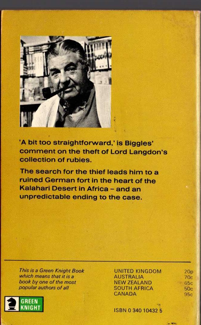 Captain W.E. Johns  BIGGLES SORTS IT OUT magnified rear book cover image