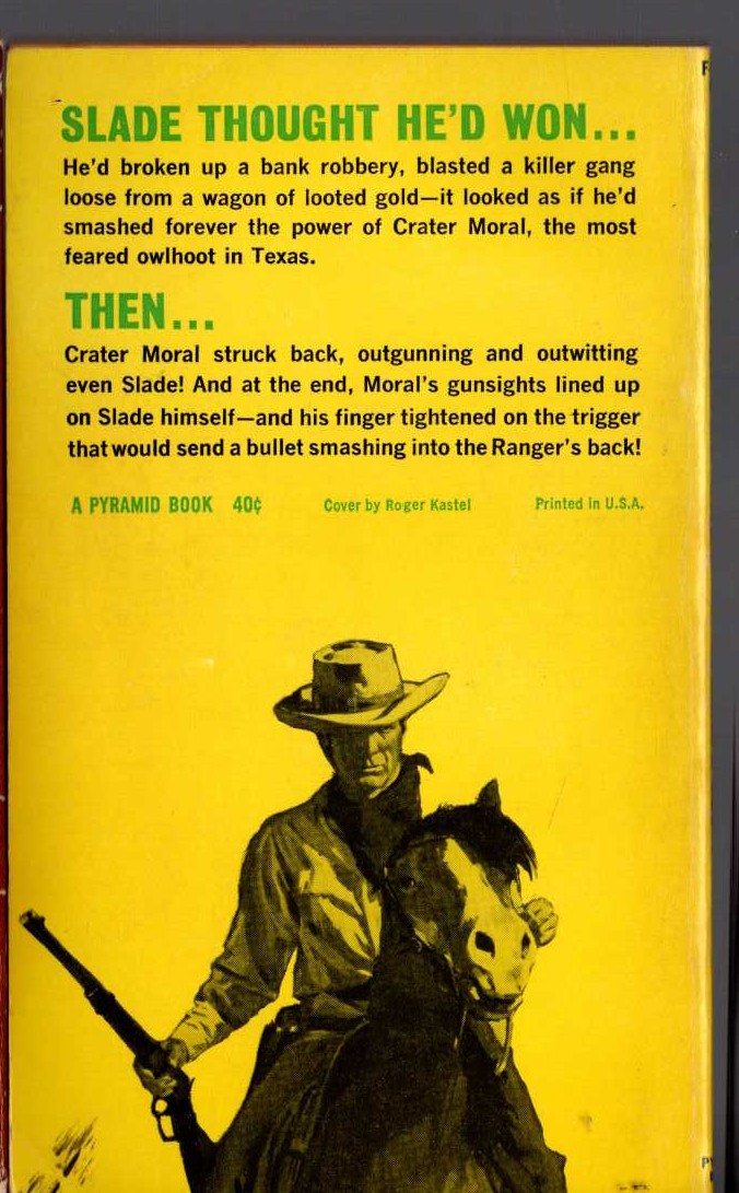 Bradford Scott  DEATH IN THE SADDLE magnified rear book cover image