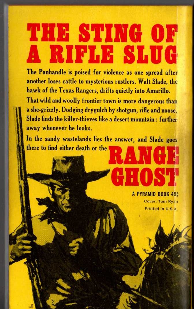 Bradford Scott  RANGE GHOST magnified rear book cover image
