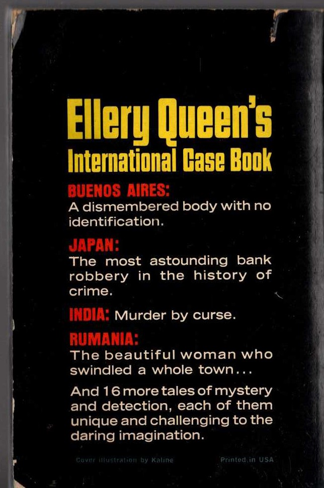 Ellery Queen  ELLERY QUEEN'S INTERNATIONAL CASE BOOK magnified rear book cover image