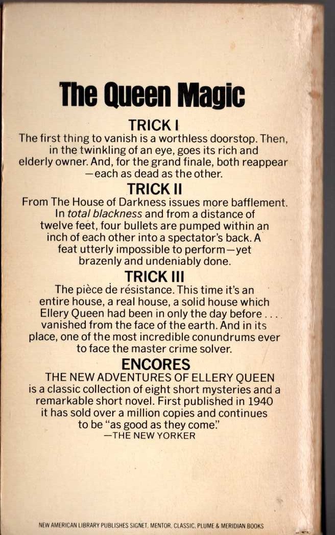 Ellery Queen  THE NEW ADVENTURES OF ELLERY QUEEN magnified rear book cover image