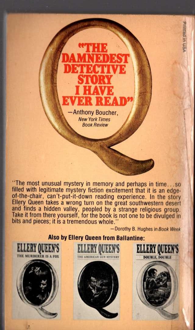 Ellery Queen  AND ON THE EIGHTH DAY magnified rear book cover image