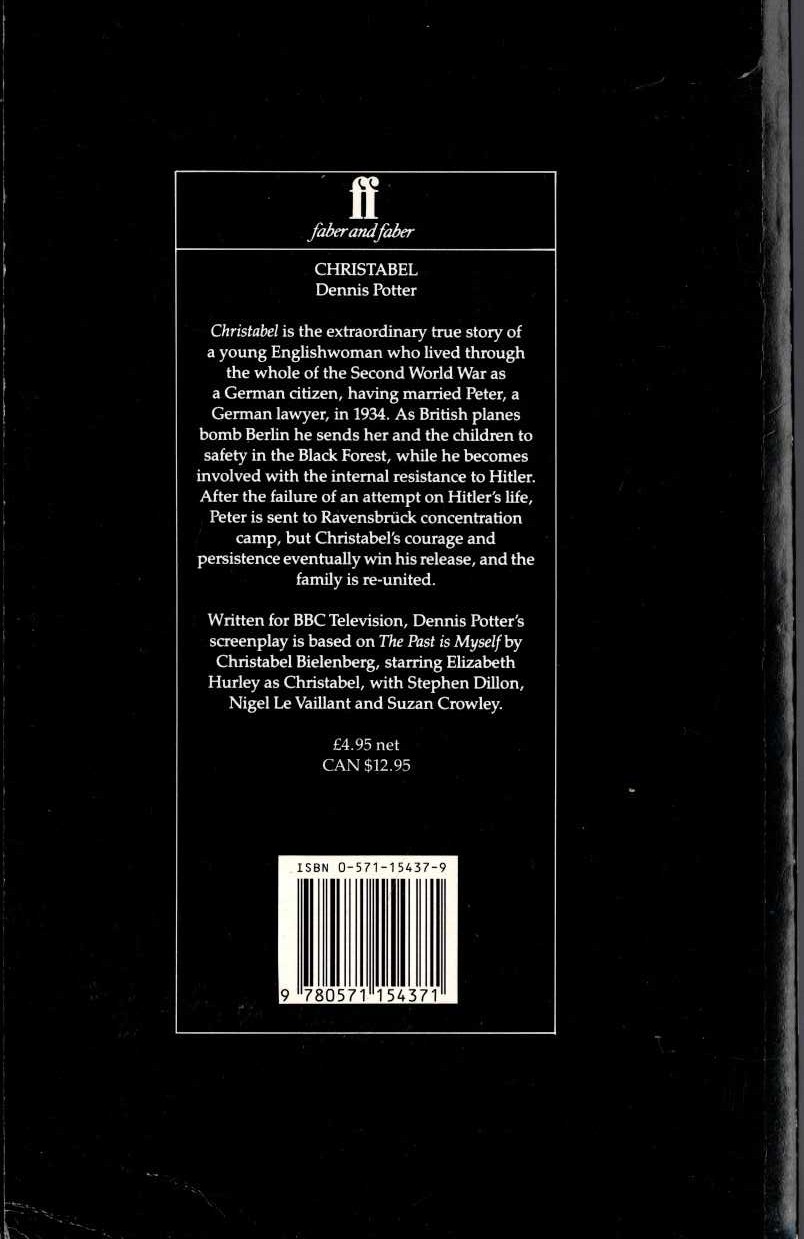 Dennis Potter  CHRISTABEL (BBC TV tie-in) magnified rear book cover image