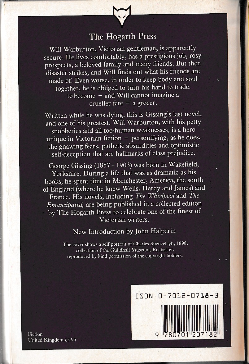 George Gissing  WILL WARBURTON magnified rear book cover image